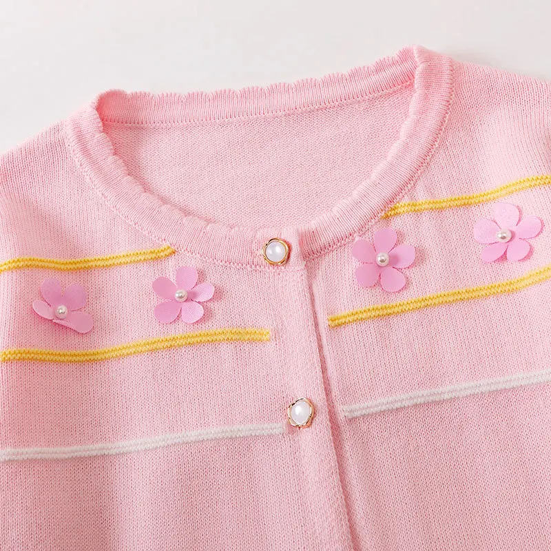 2023 New Spring and Autumn European and American Children's Cardigan Wool Cotton Thread Clothing Girls' Baby Jacket with Thin K