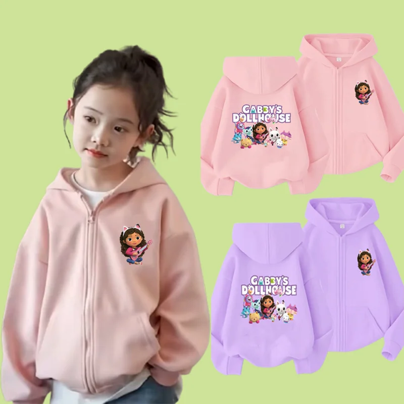 

Cartoon Anime Spring and Autumn Children's Hooded Cardigan Boys and Girls Casual Sportswear 2-12 Years Old Blue Pink Purple