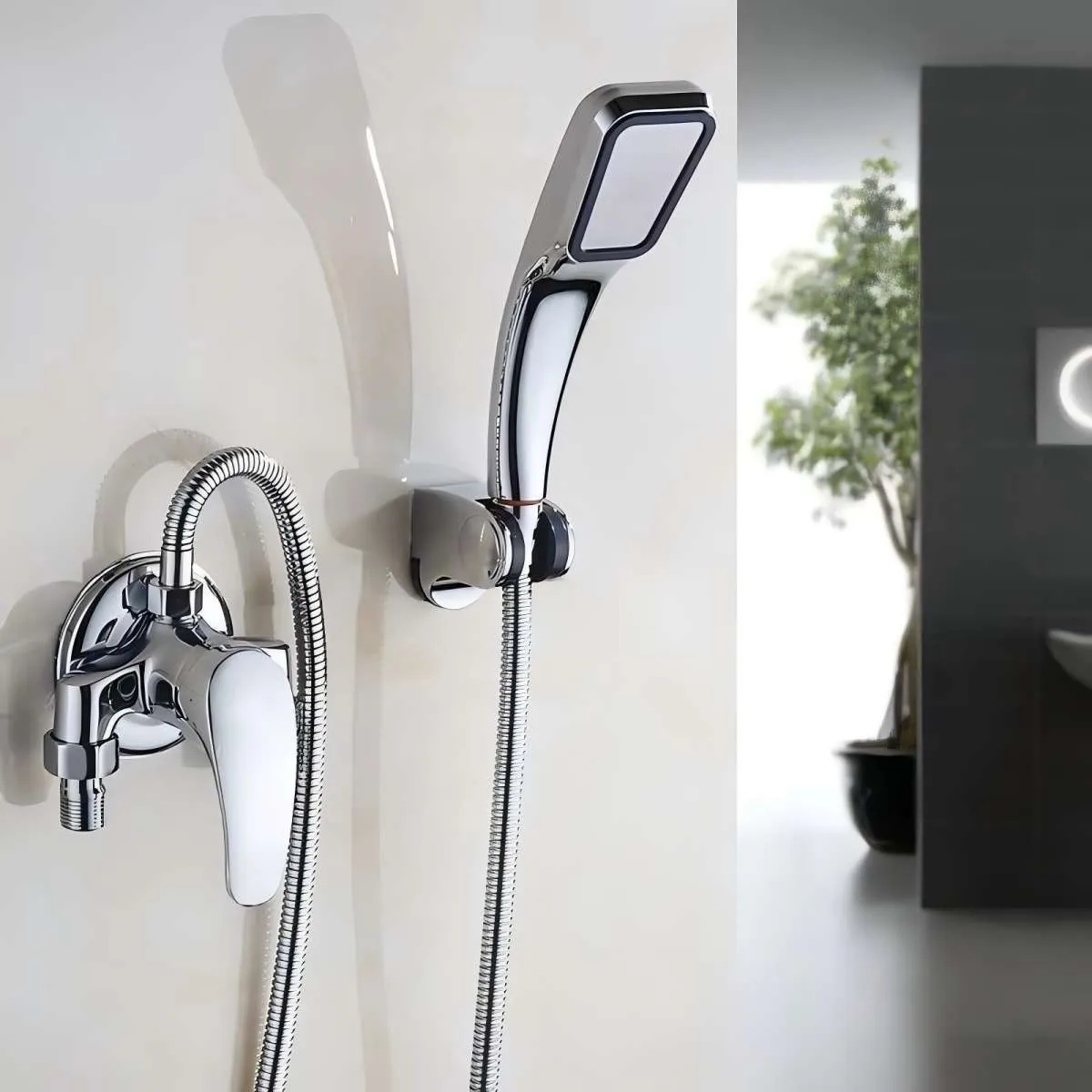 

1 Piece of Exposed Shower Faucet, Chrome-Plated Appearance, Zinc Alloy Material, Wall-Mounted Hot and Cold Water Mixing Valve, G1/2 Specification Interface, Bathroom Fixture