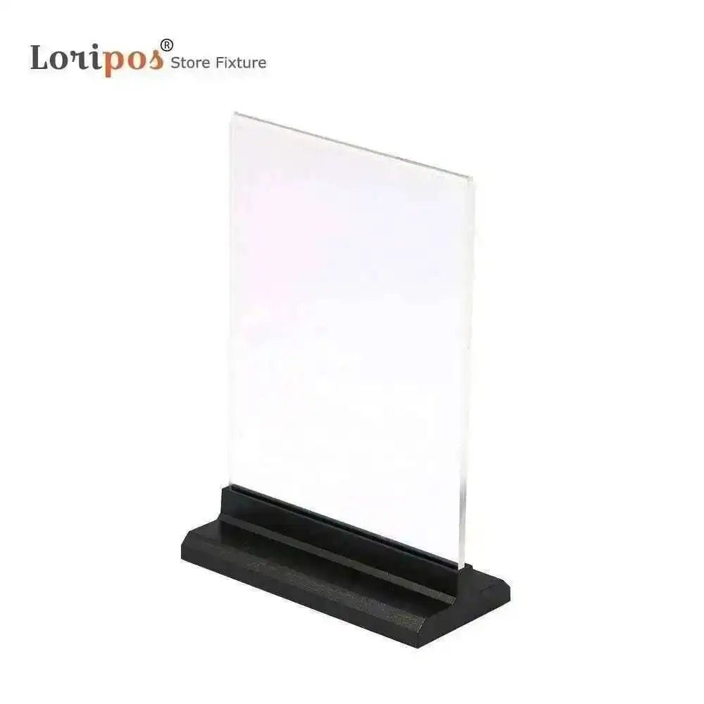 Suporte de acrílico em formato de T para mesa, 5 peças, A5, para exibição de cartões, cardápios, etiquetas de serviço, escritório, clube, negócios, restaurante