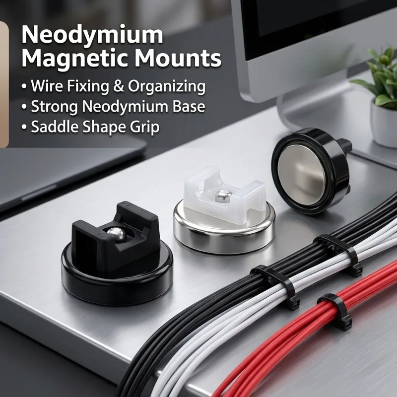 Strong Magnetic Saddle Base for Cable Ties No-Drilling Wire Management Magnet Mount Holder for Metal Surface Office Home Tool