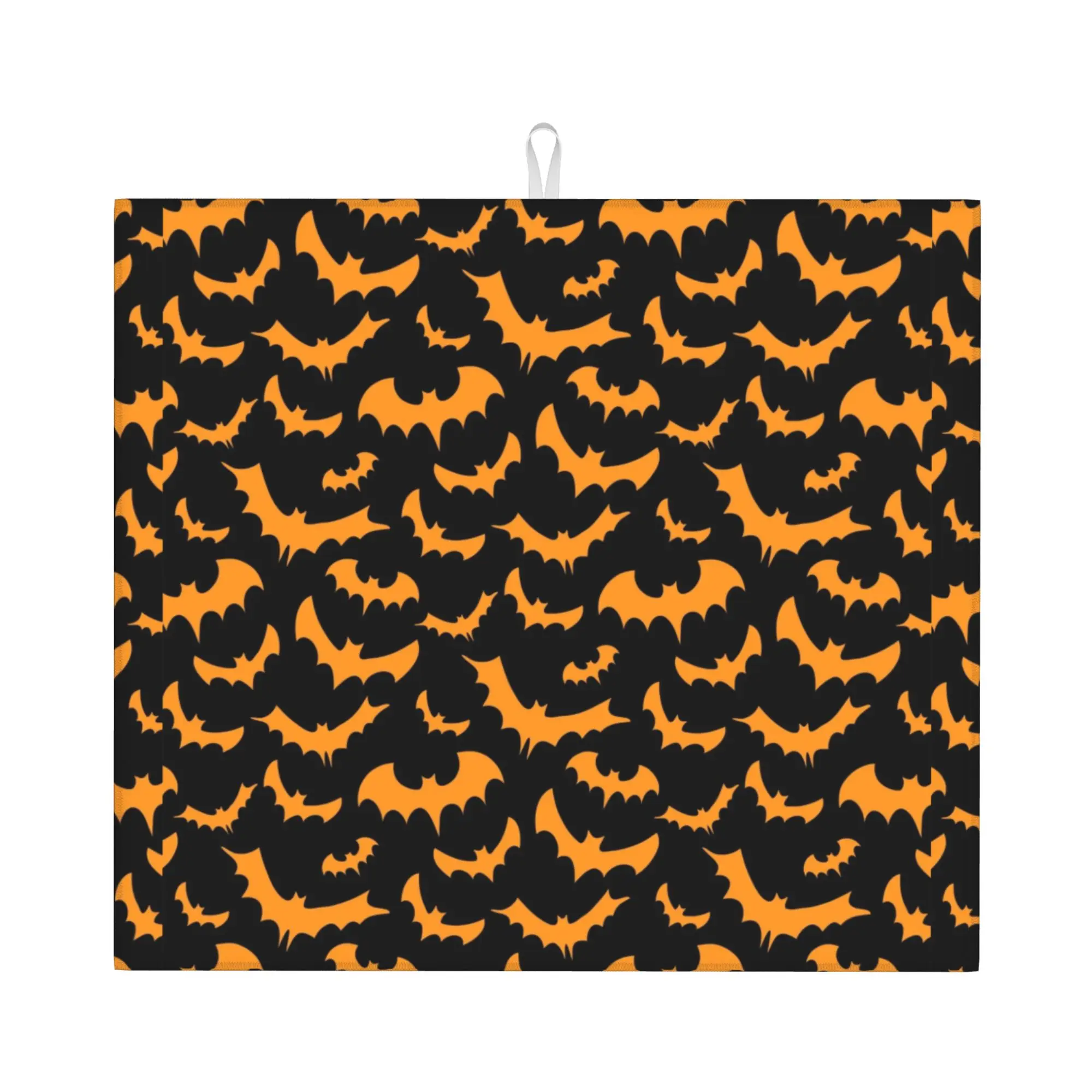 Drying Mat For Kitchen Spooky Bat Bats Halloween Goth Occult Witch Barware Tableware Oil Proof Washable Kitchen Sink Drying Pad