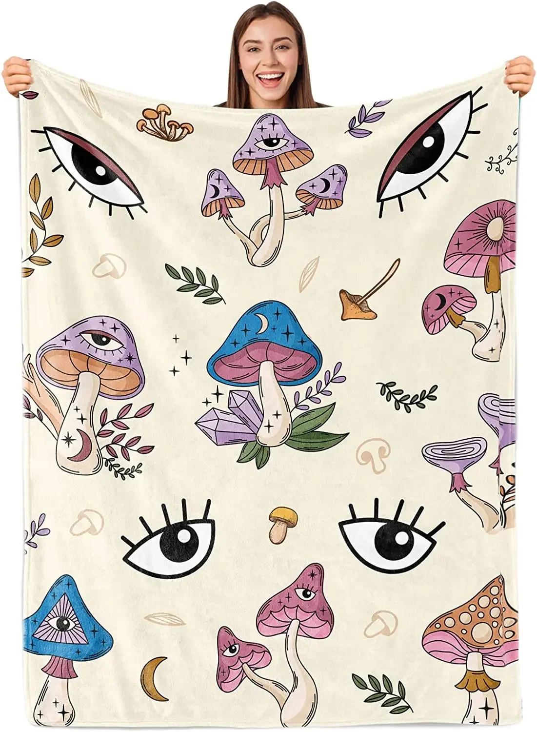 

Mushroom Plant Throw Blanket Flannel Blanket Gifts for Mushroom Lovers Lightweight Comfortable Warm Blanket for Bed Sofa Couch