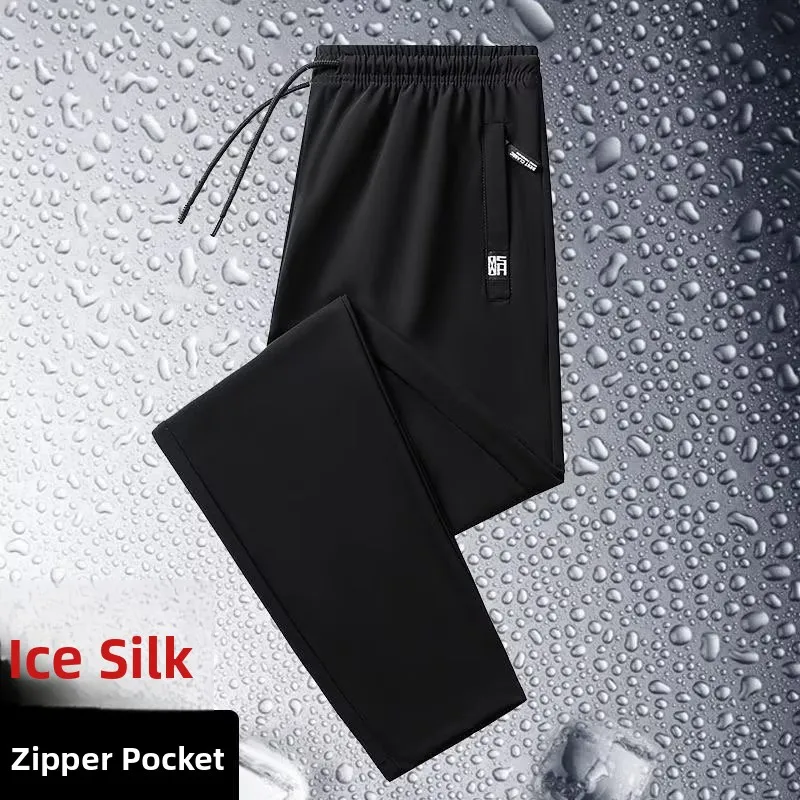 

Спортивные брюки Qui Dry Ice Silk, женские свободные повседневные тонкие летние брюки с высокой талией, прямые брюки из полиэфирного волокна, длинные брюки