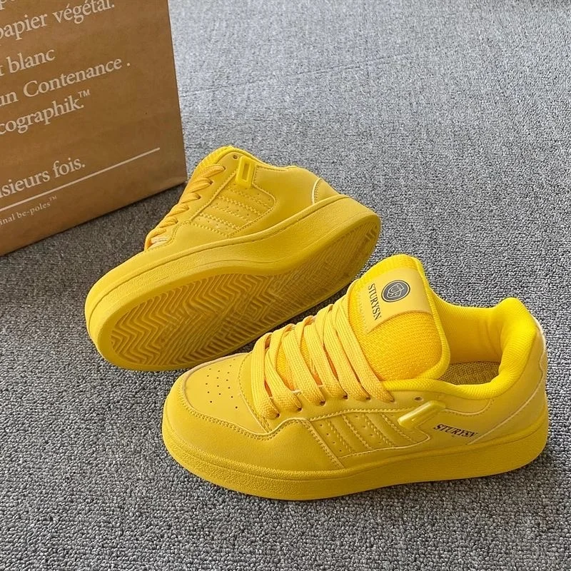 Korean Style Unisex Bread Shoe Casual Trainer Spring New Model Student Leisure Board Shoe round Toe Rubber Outsole Breathable