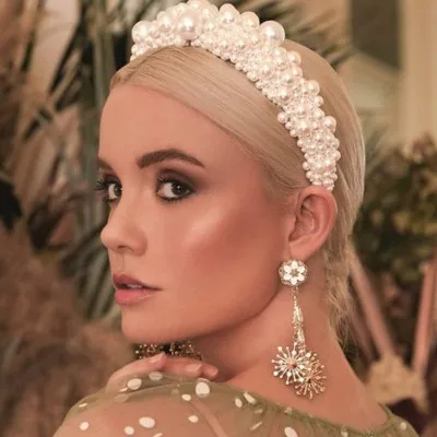 

High-end large pearl headband wide version pearl headband versatile temperament pressure hair headgear