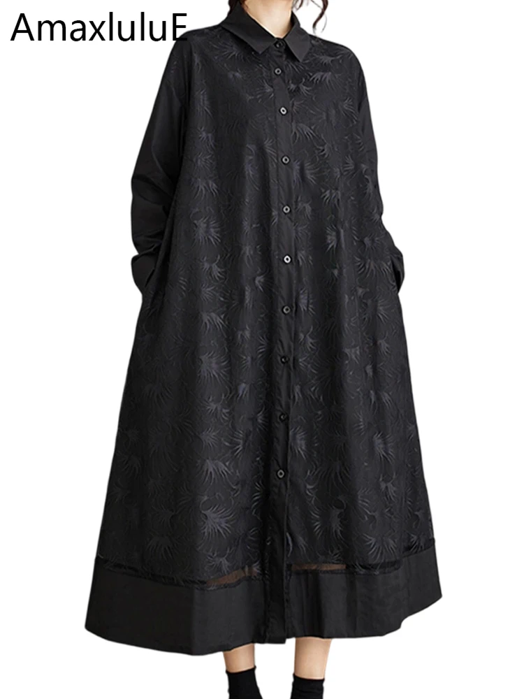 

Amax LuluE Fashion Elegant Lace Dress Women Party Spring Classic A-line Vestidos Ladies Korean Design Casual Soild Long Clothes