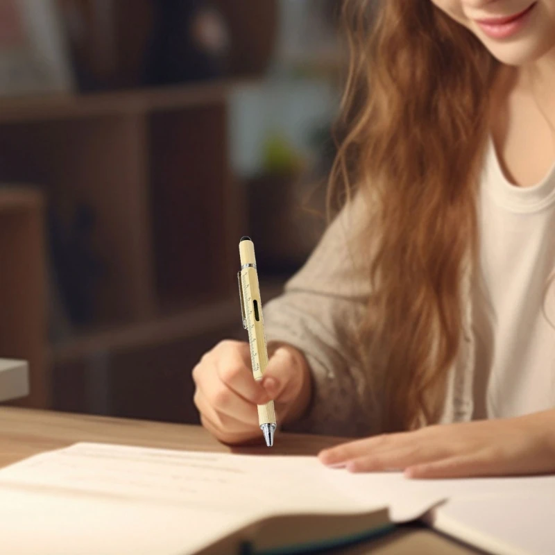 Подарочная ручка W89C для мужчин 6 в 1 Multitool Tool Pen с отверткой Ruler Levelgaug