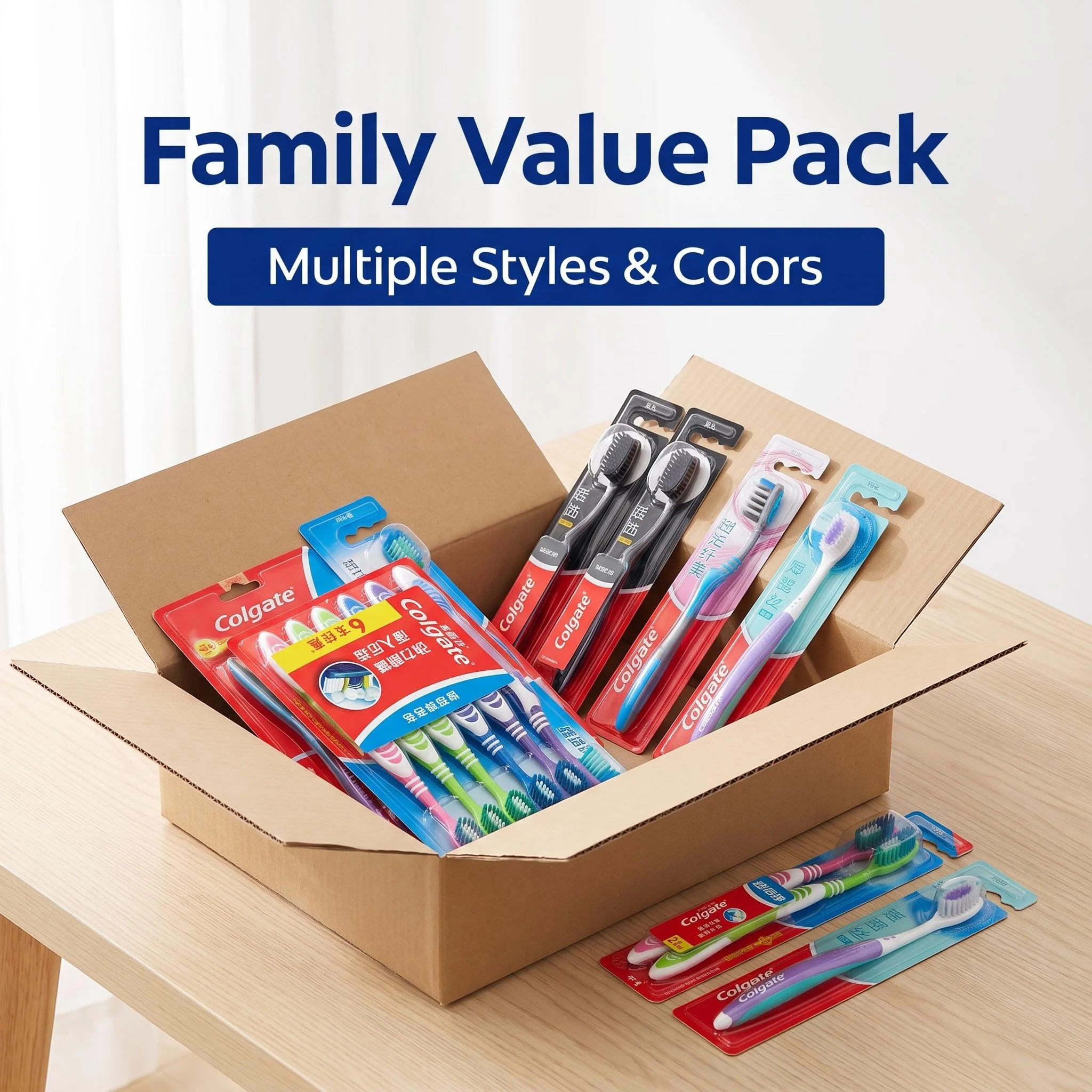 12PCS Colgate Assorted Toothbrushes Various Styles Soft Charcoal & Medium Bristle Deep Clean Tongue Scraper For Family