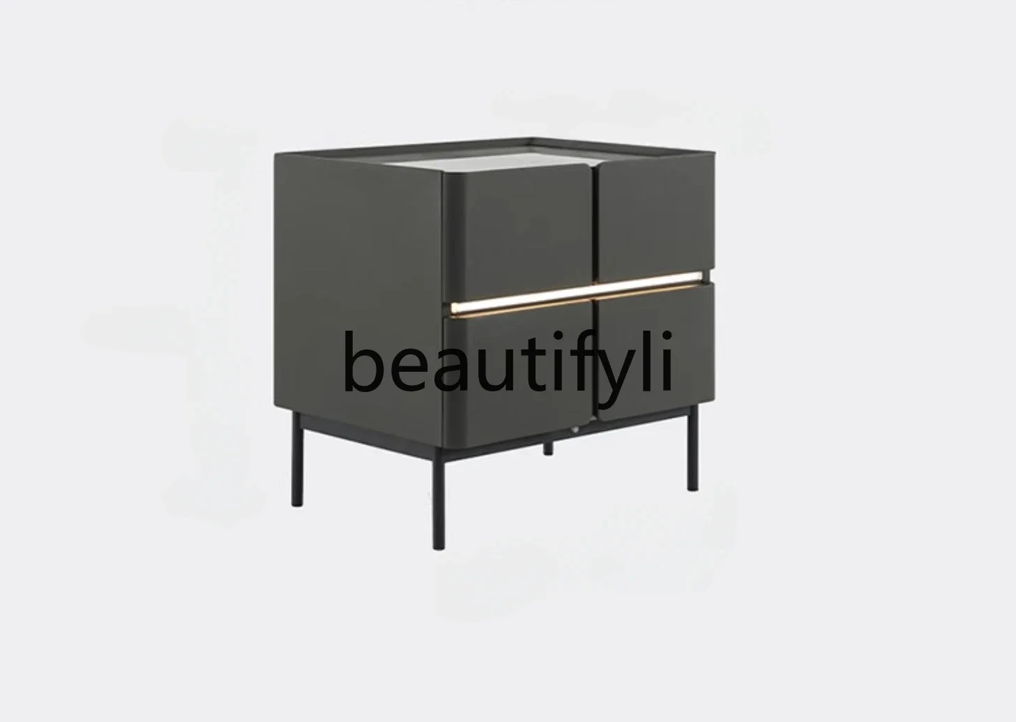 Modern simple double drawer storage solid wood bedside table