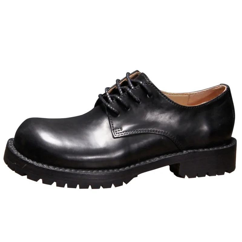 Designer Luxury Genuine Leather Round Toe Party Business Dress Shoes Men's Cowhide Lace Up Thick Sole Handmade Male Shoes