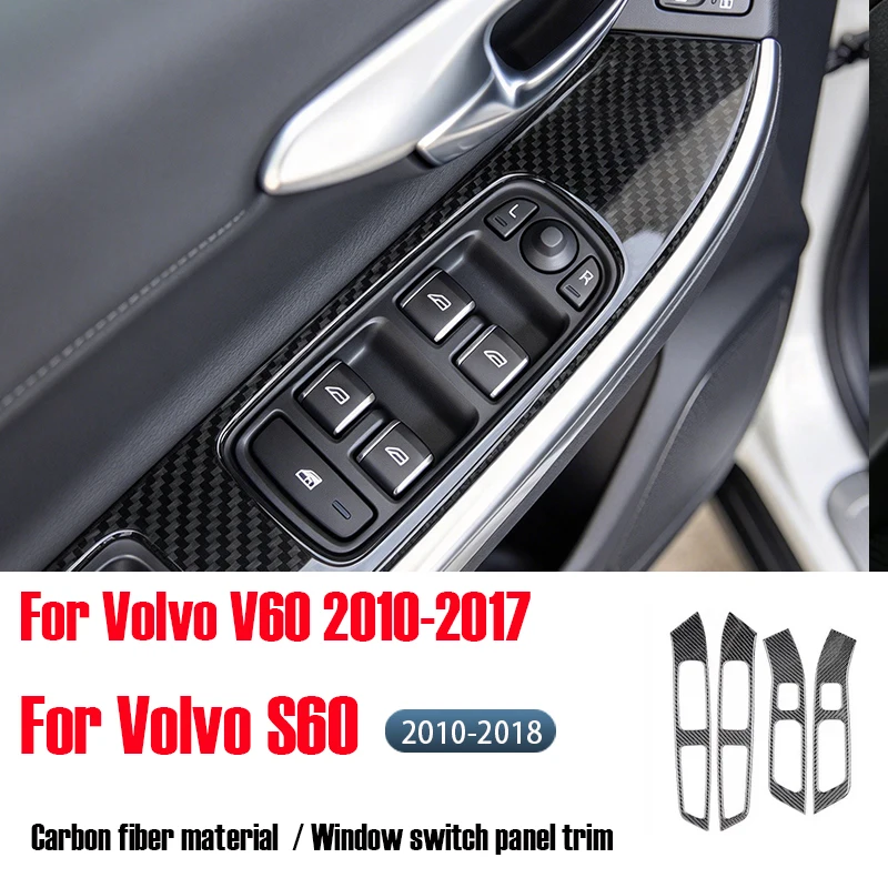 Fit For Volvo V60 S60 2010–2017 Carbon Fiber Window Switch Panel Trim Decals – Interior Protection Accessories