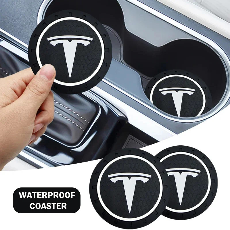 Car Anti Slip Coaster Water Cup Slot Non-Slip Cushion For Tesla Model 3 Model X S 2016-2023 Model Y Decals TM3 TMX Accessories