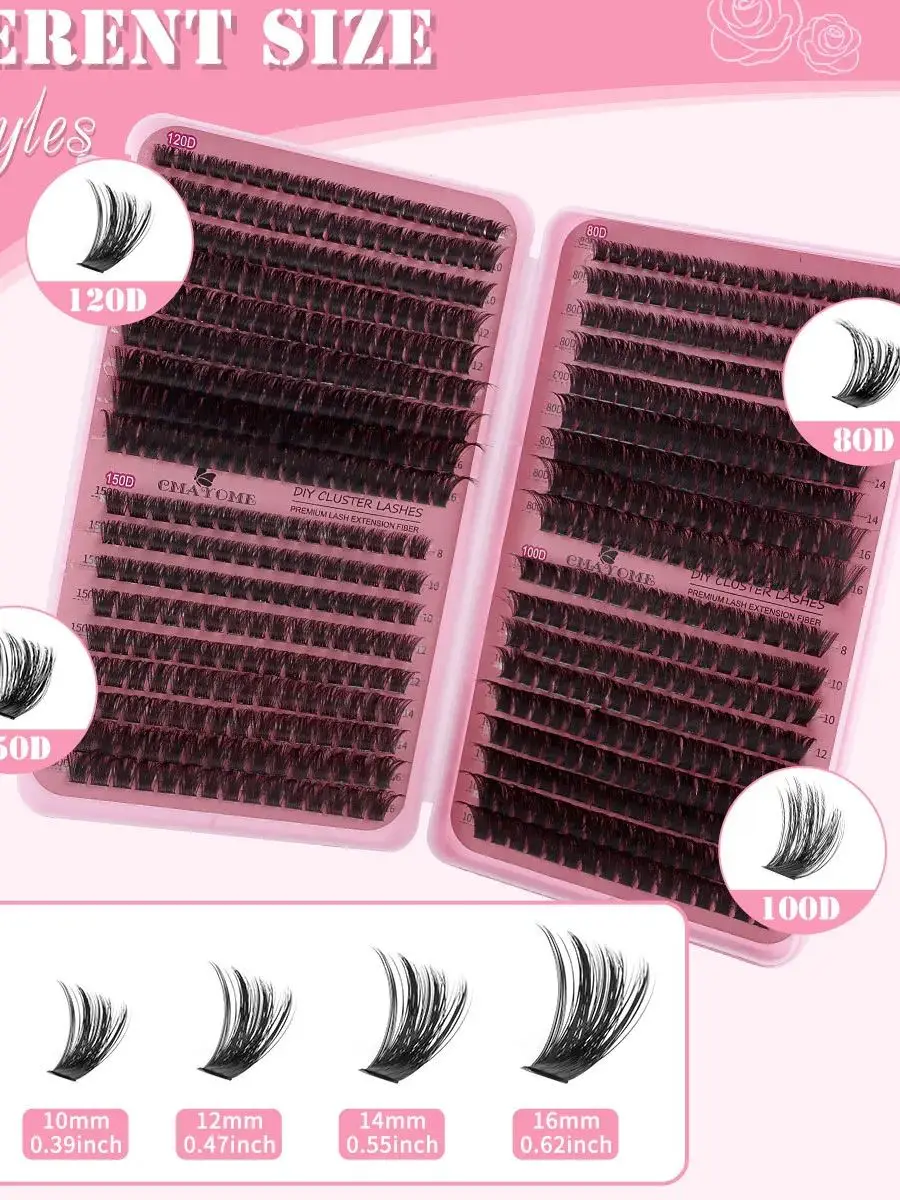 MJ 640pcs 30D/40D/50D/60D Individual Lashes Book Clusters Extensions False Eyelash DIY at Home Cluster Eyelash Extensions Makeup