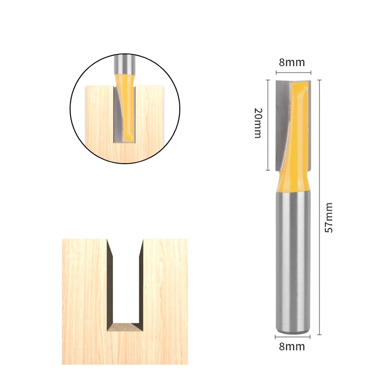 YUSUN 8MM Shank Cleaning Bottom Bit Router Bit Woodworking Milling Cutter For Wood Bit face Mill