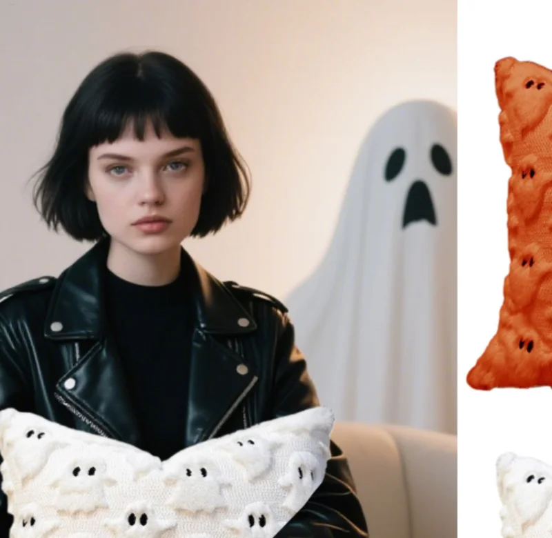 18x18 Throw Pillow Covers Halloween Ghost Pillowcase Gothic Decor Pillowcase for Porch Patio Apartment Sofa House Room Outdoor