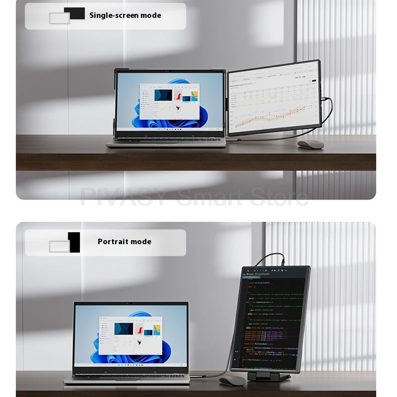 14.1 Inch Portable Dual-Screen HD Monitor IPS 16:10 Lightweight Type-C HDMI Extend Screen for Laptop Stock Trading Multi-Display