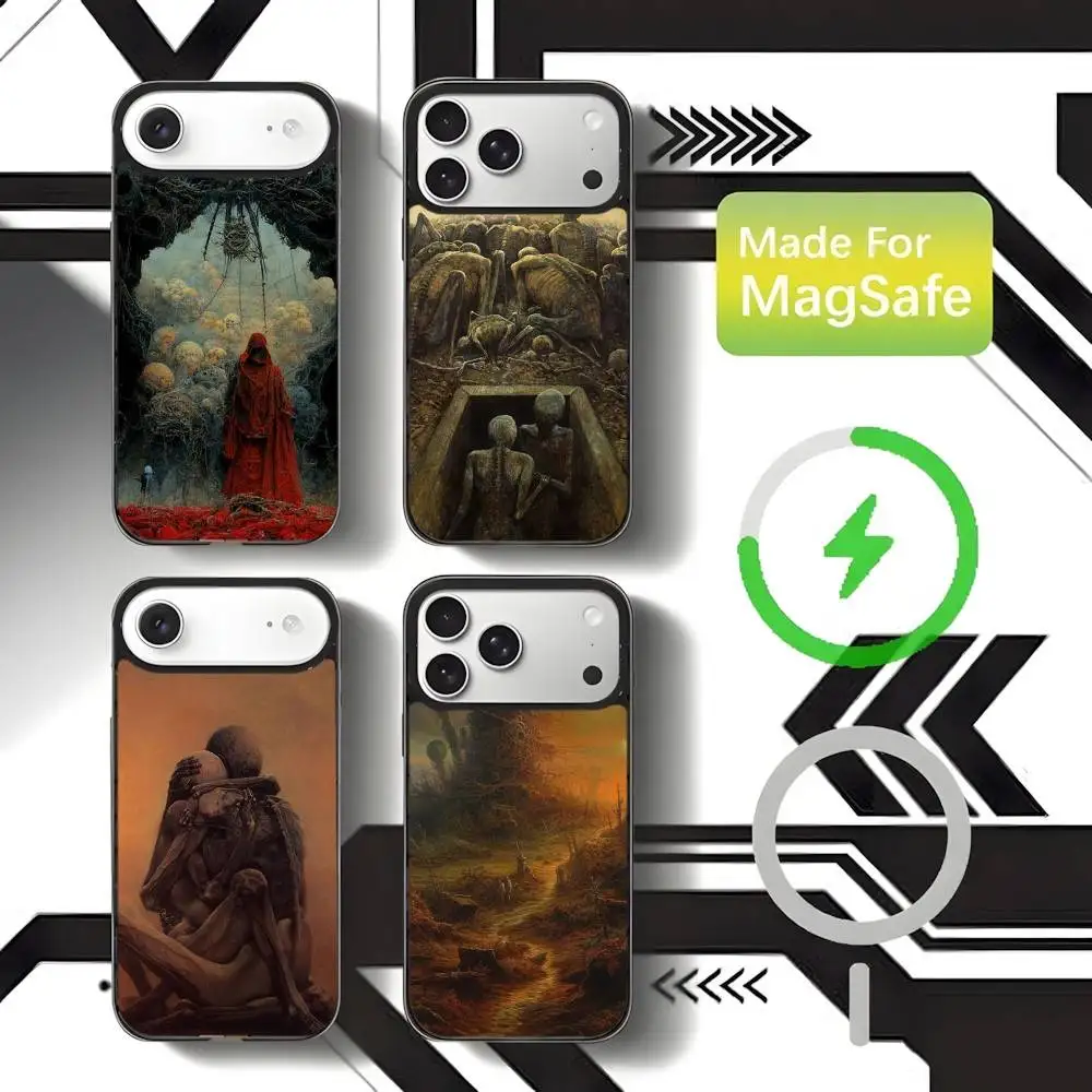 

Zdzislaw Beksinski Phone Case For iPhone 17,16,15,14,13,12,11,Pro,Max,Plus,Mini,SE4,E Magnetic Magsafe Wireless Charging