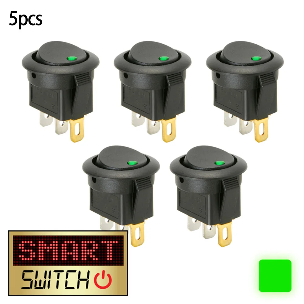 New Arrival 5 Pack SPST 3 Pin On/Off Rocker LED Light Toggle Switch for Car and Boat Dashboard with 20Amp/Ampere