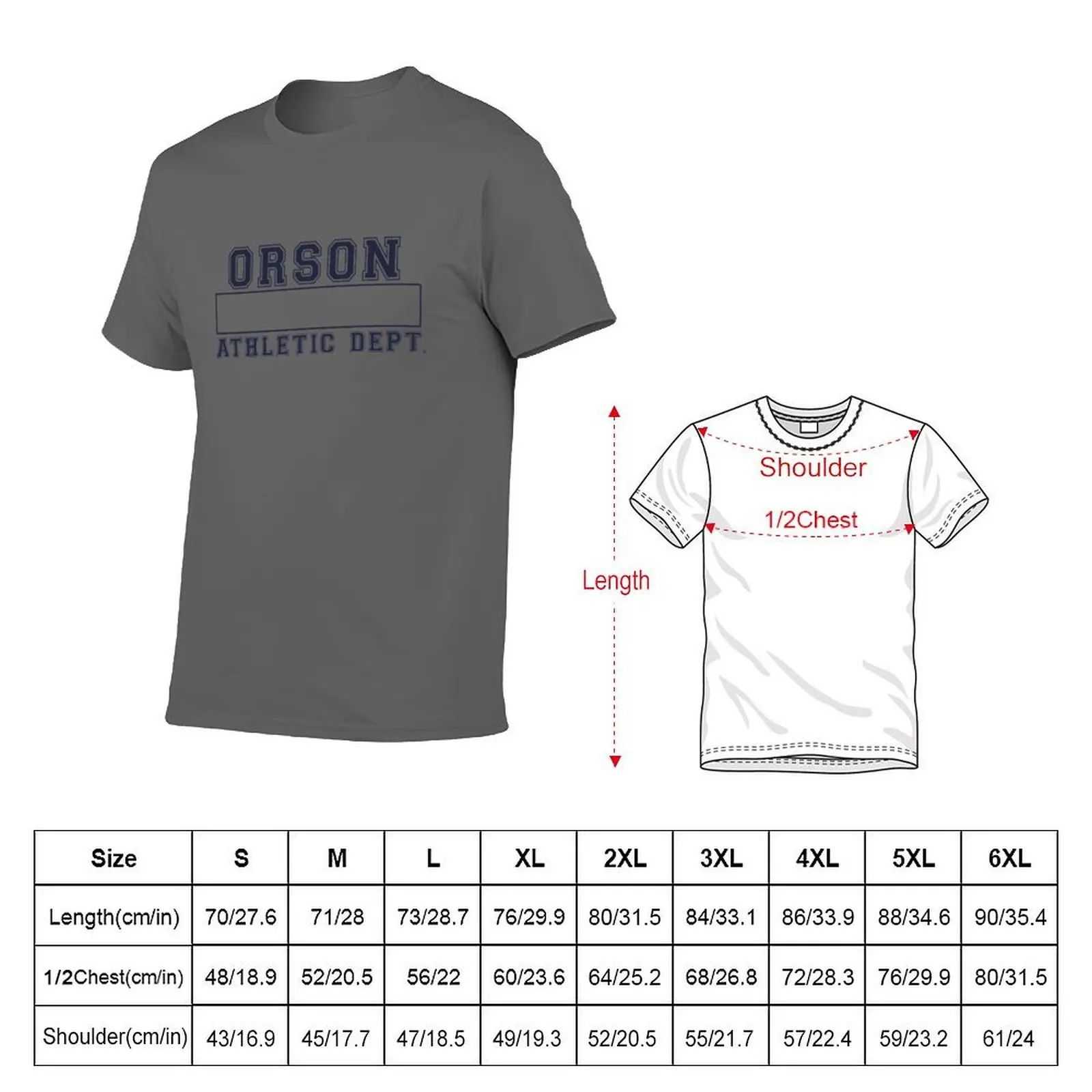 Orson Athletic Dept. (Solid Colour) [Roufxis-Rb] T-Shirt Big and Tall Gym T-Shirt