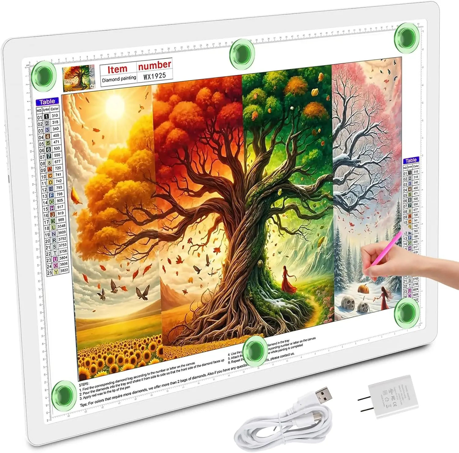 A2 Light Pad 25.2''x18.4'', Large Magnetic LED Light Board for Diamond Painting, 3-Color Modes Light Box for Tracing, 6-Level & Stepless Dimmerable Diamond Art Light Table for Drawing,Sketching
