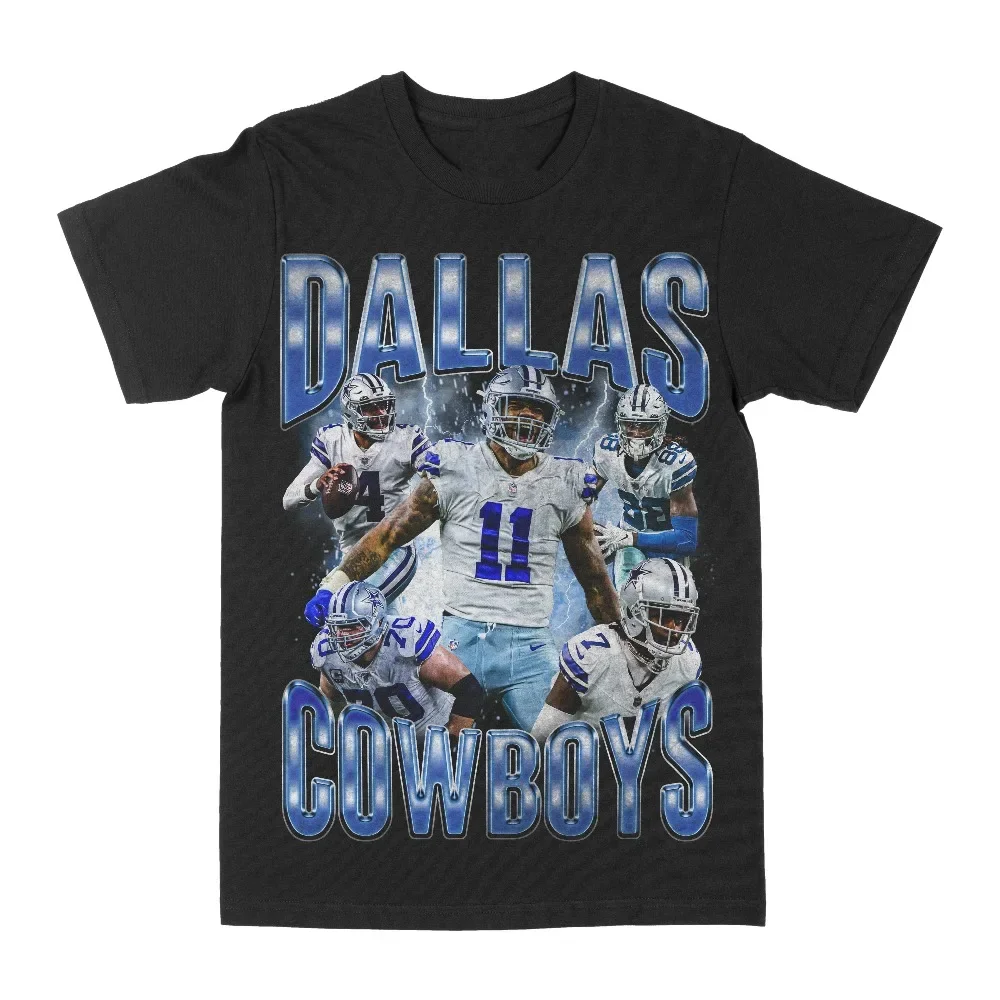 Summer Men's T-Shirt Dallas Cowboys America's Team Tee Crew Neck Cotton Big Head Printed Gothic Loose Plus Size Unisex Top