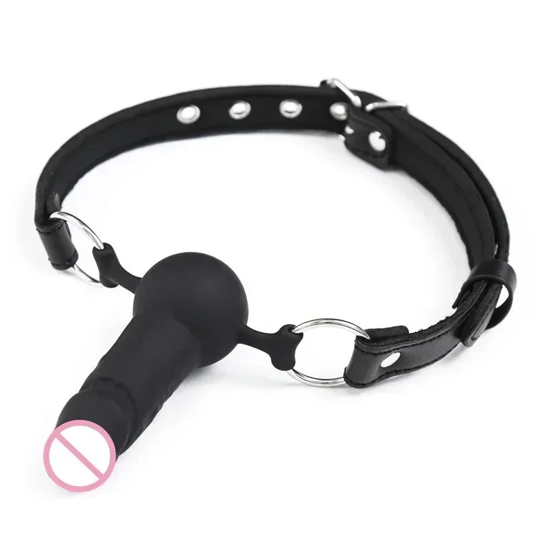 Silicone Fake Penis Mouth Plug Oral Exercise Bdsm Bondage Gag Sex Toys for Men Women Couple Chastity Accessories Masturbation