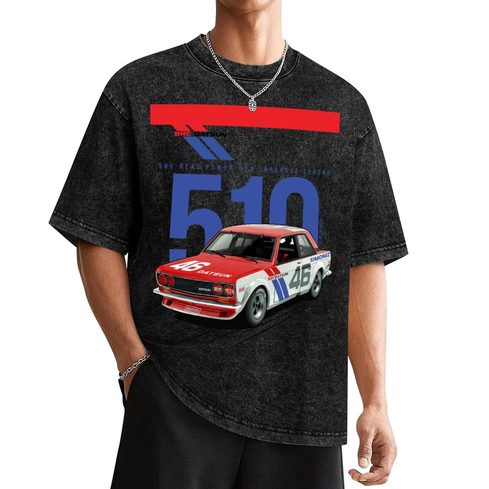 BRE DATSUN 510-Eski Japon Efsane Araba T-Shirt mavi arşiv komik meme t-shirt moda gömlek kore moda erkek t gömlek