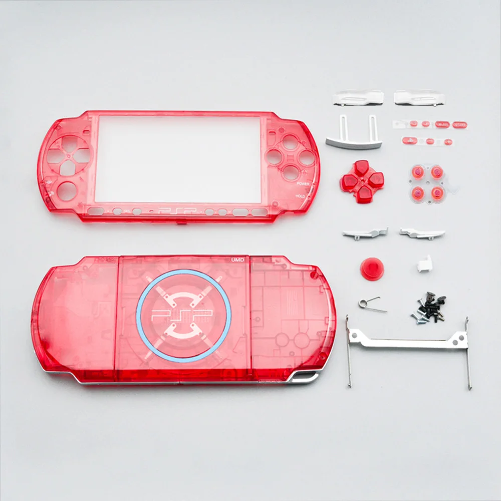 Translucent Replacement Housing Shell for PSP 3000 Faceplate Front Cover Bottom Case with Full Buttons Kits DIY Repair Parts