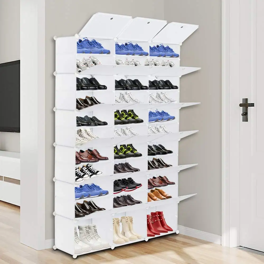 

Corp White 12-Tier Shoe Ra Stores Up To 72 Pairs Heels Boots Ss Organizer 36 Grids Tower Shelf Storage Cabinet Stand Expandable