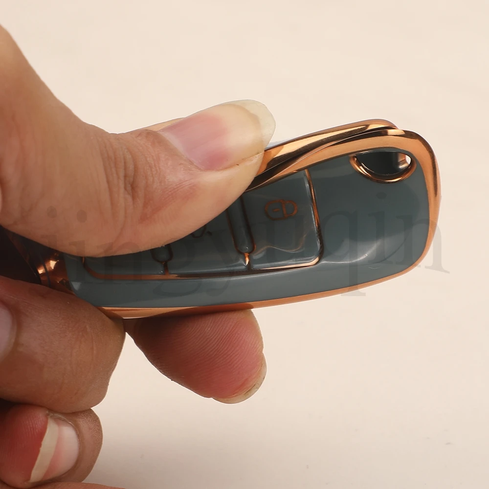Tampa da chave do carro Jingyuqin, soft tpu case com 2 botões para vw volkswagen polo tiguan passat golf jetta levida skoda octavia
