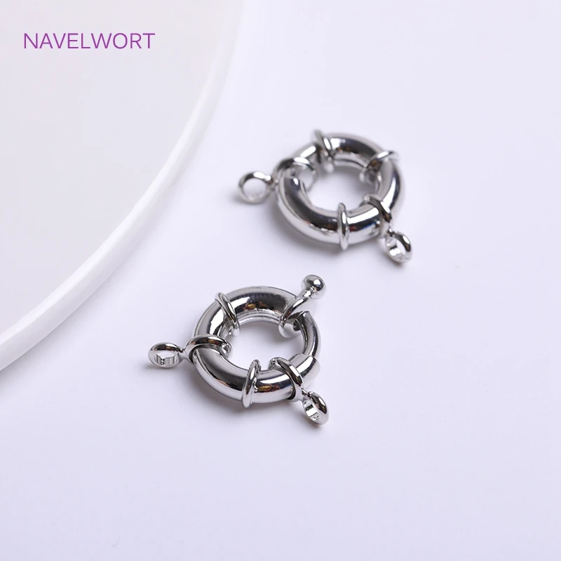 Multi Sizes 18K Gold Plating Sailor Clasps Connector Brass Spring Ring Clasp with Attach Rings DIY Jewelry Making Accessories