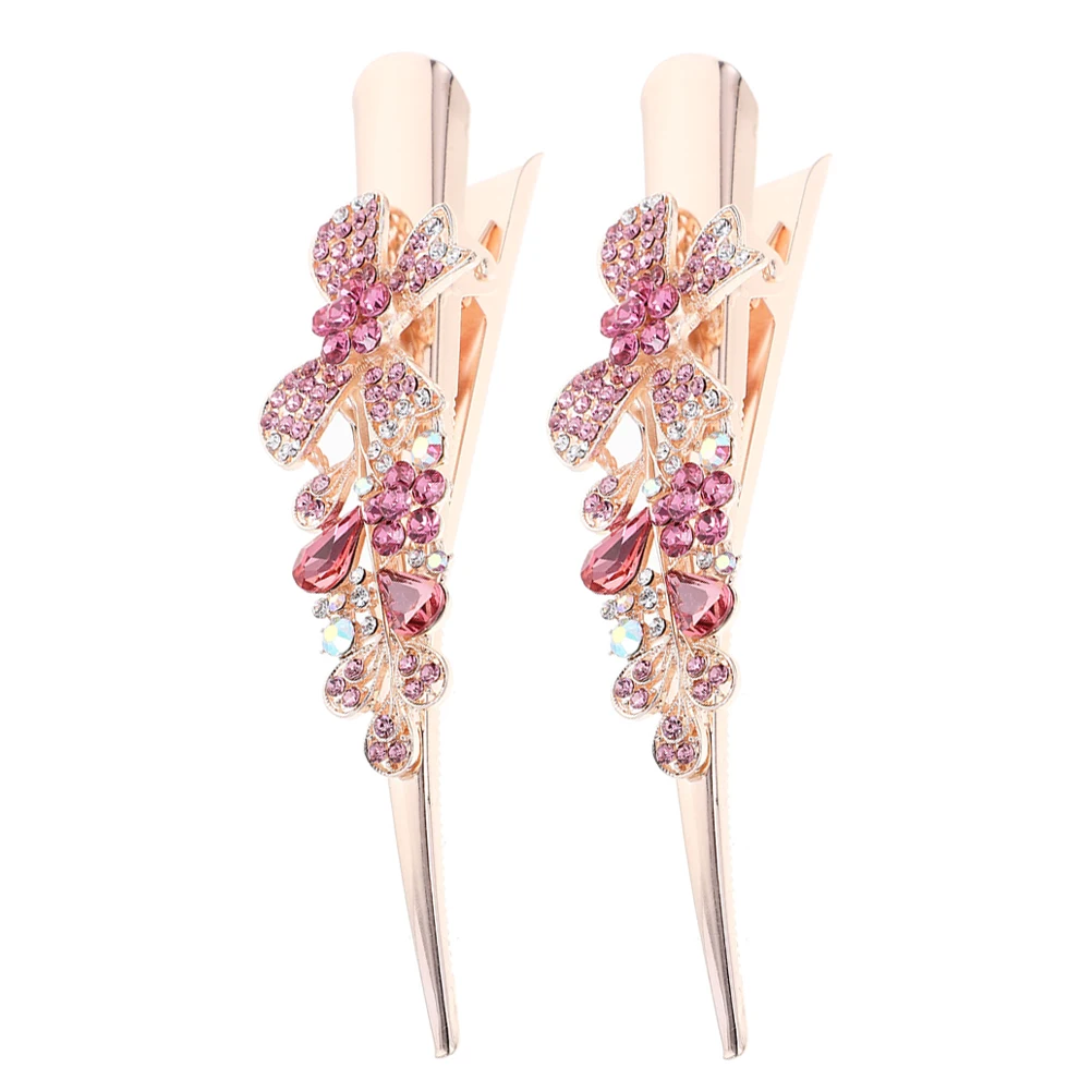 

2pcs Hair Clips Women Zinc Alloy Rhinestone Crystal Alligator Vintage Barrettes Decorative Pins Secure Hold Portable