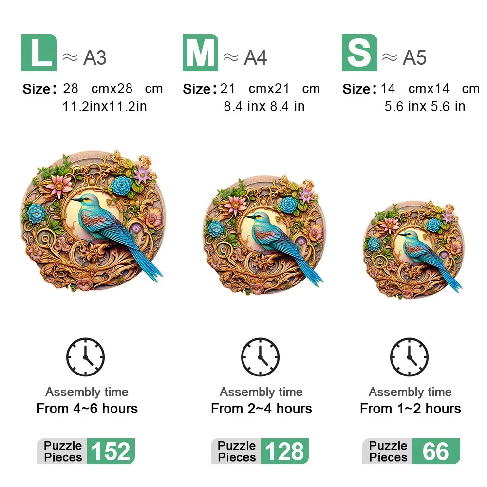 A5A4A3Mechanical สีสันแผ่นนกปริศนาไม้ส่วนบุคคล 3D ปริศนาผู้ใหญ่เด็กของขวัญการศึกษาของเล่นเด็กเกม