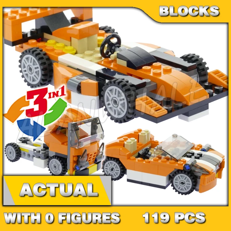 5 أنواع 3in1 سوبر المتسابق الأحمر الدوارات طائرة شاحنة الكابينة الطريق السريع كروزر دراجة نارية 3105 بناء الالعاب العملاقة متوافق مع النموذج #4