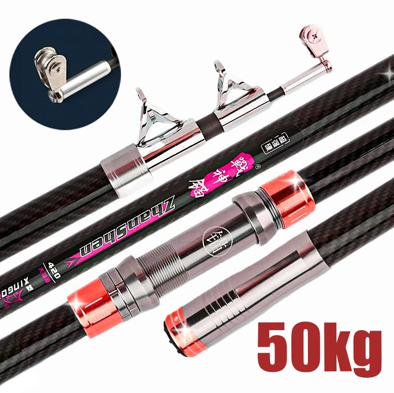 

3.6M-4.5M Carbon Fishing Rod 50kg above Superhard Long Distance Throwing shot Rod Telescopic Sea Boat High Quality Fishing Rods