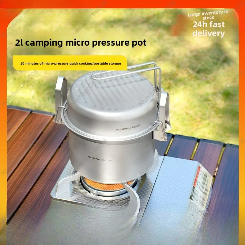 

304 Stainless Steel Multi-function Outdoor Cooking Pot Steaming Frying Rice Pressure Cooker Portable Camping Cookware Set