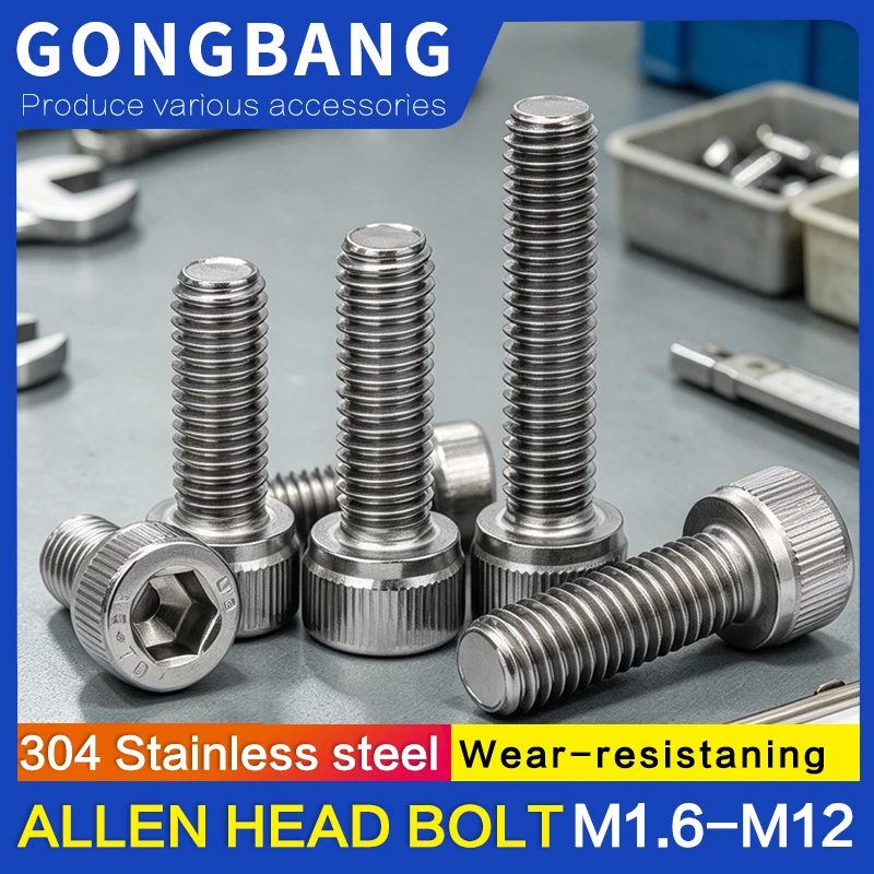 Hexagon Hex Socket Cap Head Screw M1.6 M2 M2.5 M3 M4 M5 M6 M8 M10 Stainless Steel Allen Bolt DIN912 Hex Screw with Key