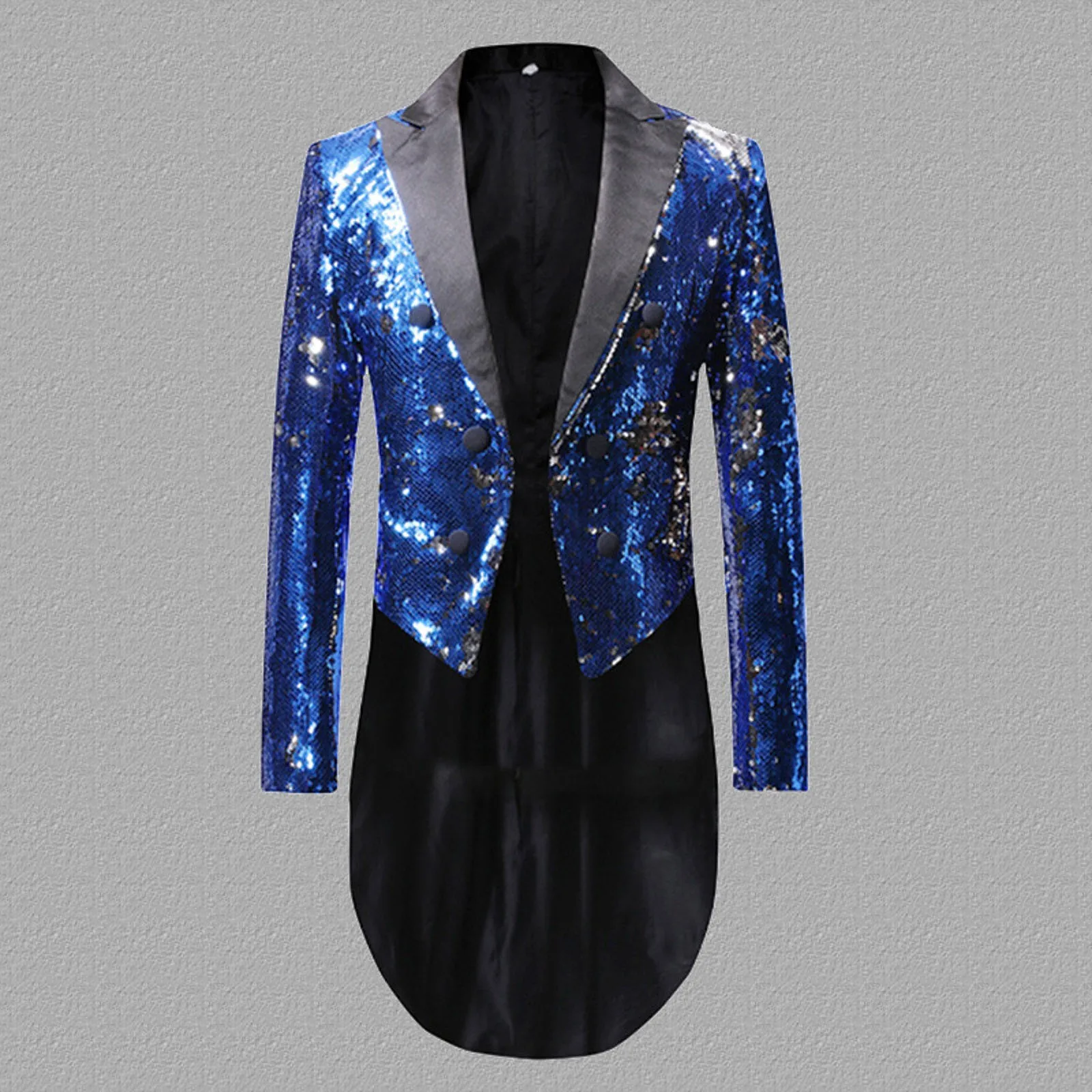 Mens Red Black Sequin Tailcoat Jacket Dress Coat Double Breasted Dinner Party Stage Tuxedo Blazer Suit Jacket Stage Costume