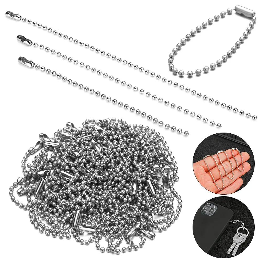 Doll DIY Craft Accessories 2.4mm Round Ball DIY Doll Jewelry Silver Ball Chain Keychain Tag Beaded Chain Connectors