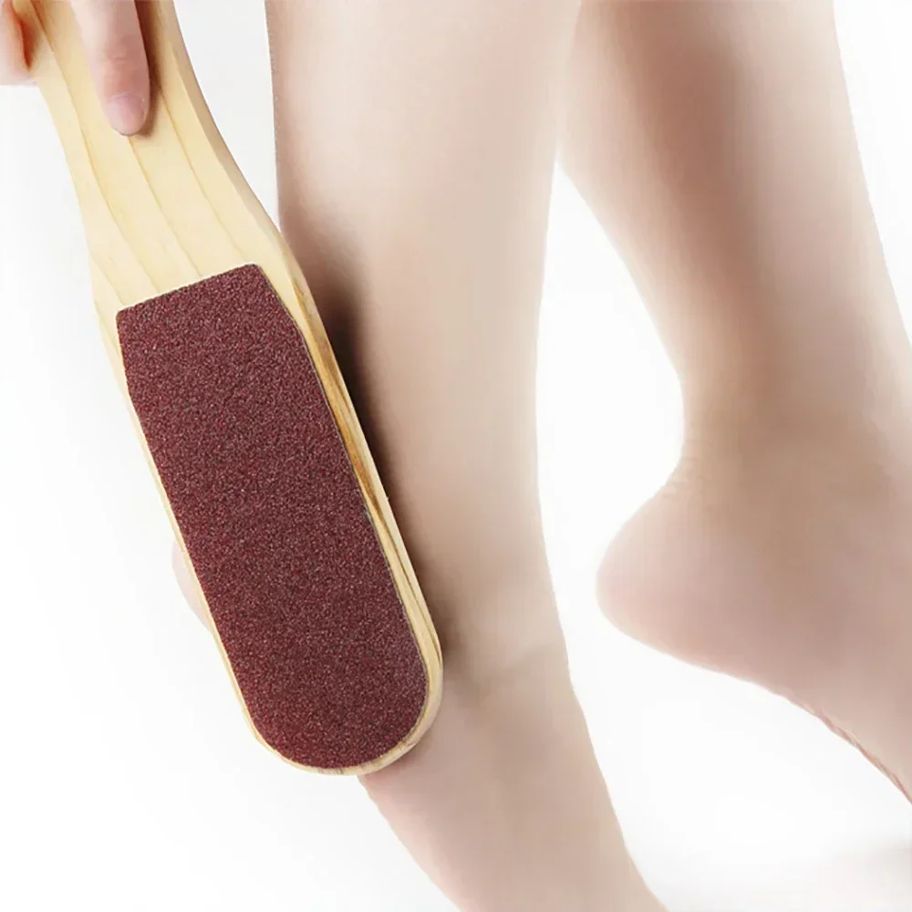 Wooden Handle Foot Rubbing Board Double Sides Feet File Pedicure Tool Feet Heel Dead Skin Callus Remover Scrubber Sandpaper Care