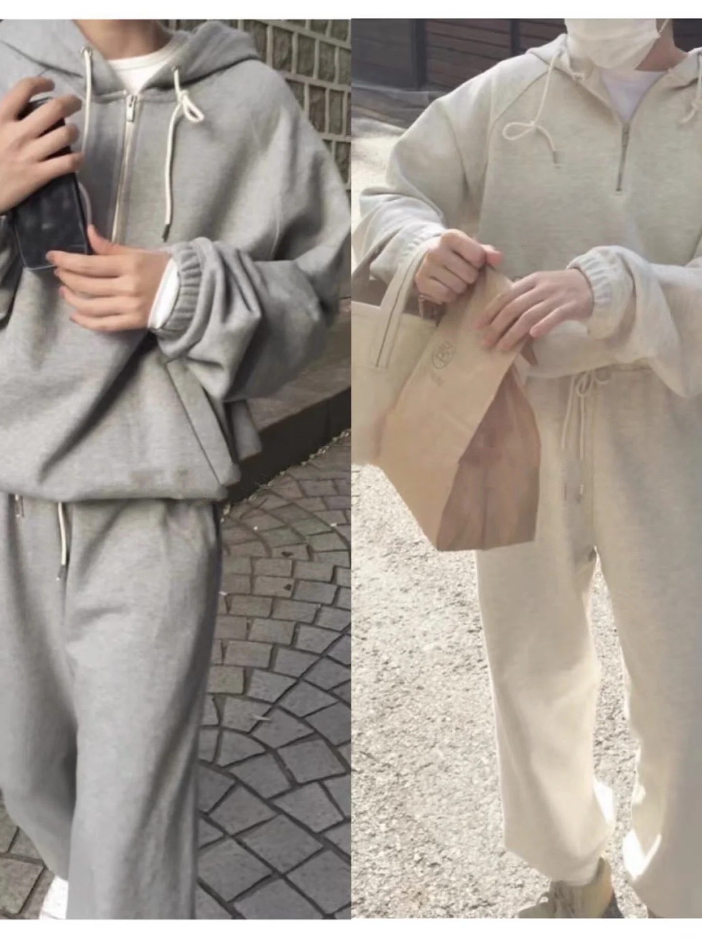 

Повседневный женский комплект в корейском стиле: худи на молнии и брюки, хлопок, удобный, дышащий, модный, уличный стиль