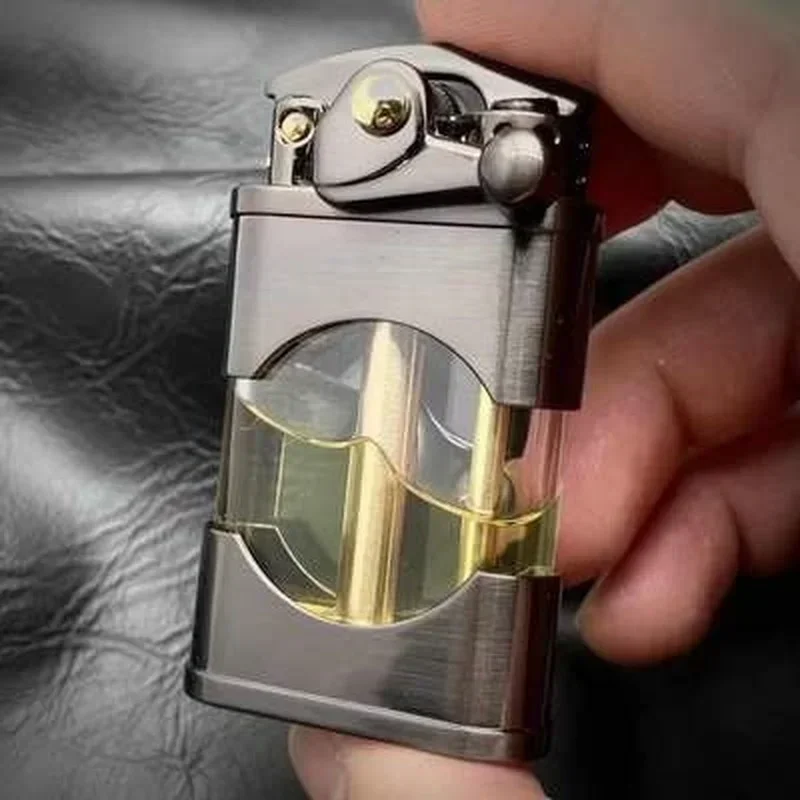 ZORRO Original Windproof Metal Kerosene Lighter Transparent Fuel Tank Creative Retro Flint Oil Lighter Smoking Accessories Gift