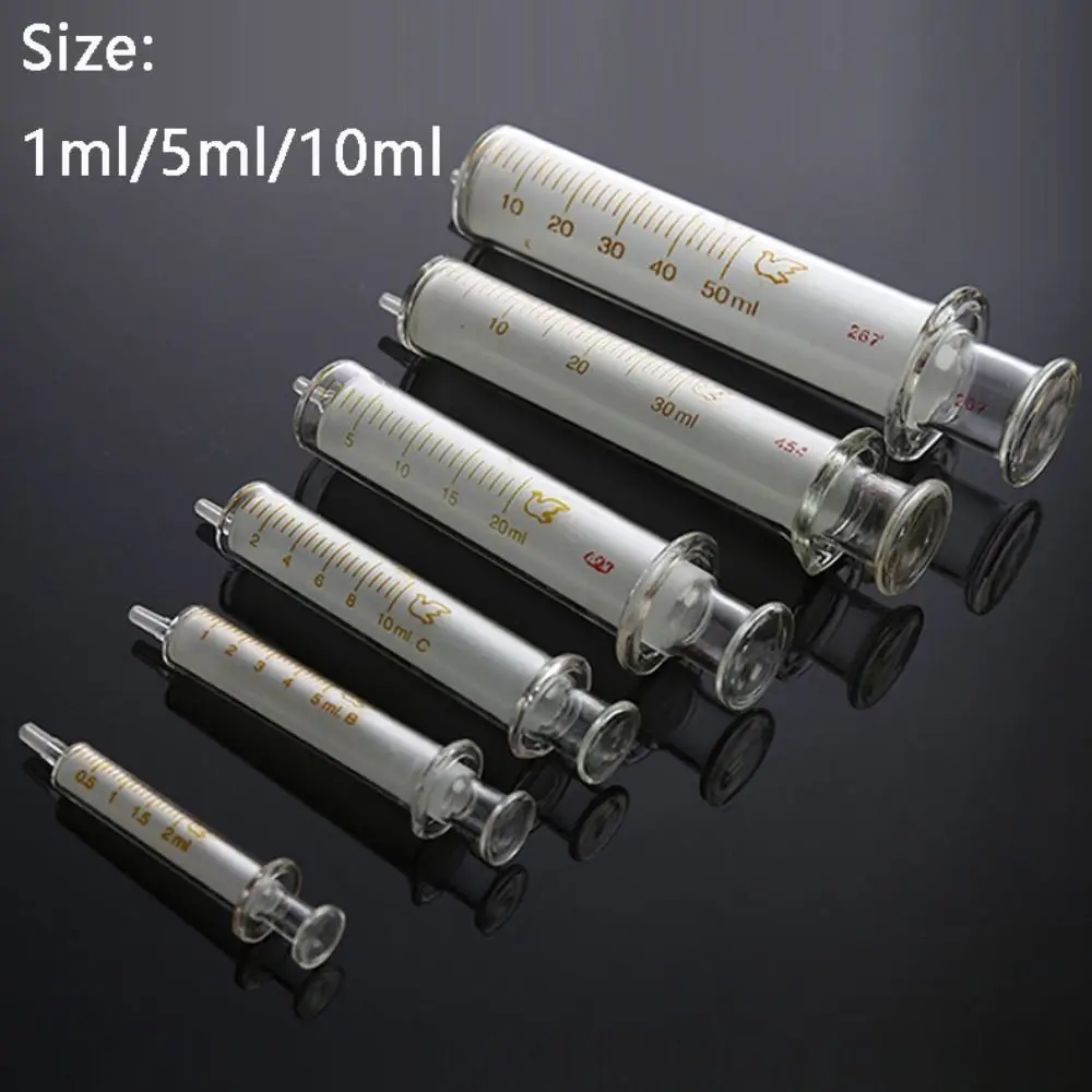 10 قطعة المحاقن الزجاجية للسائل 1 مللي 5 مللي 10 مللي حقنة زجاجية شفافة إبرة معدنية قياس حقنة أدوات إصلاح الهاتف المحمول