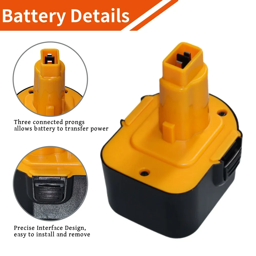 12V 4800mAh Ni-MH Rechargeable Power Tool Battery For Dewalt DE9071 DC9071 DE9074 DE9075 DE9501 DE9072 Battery Replaceable