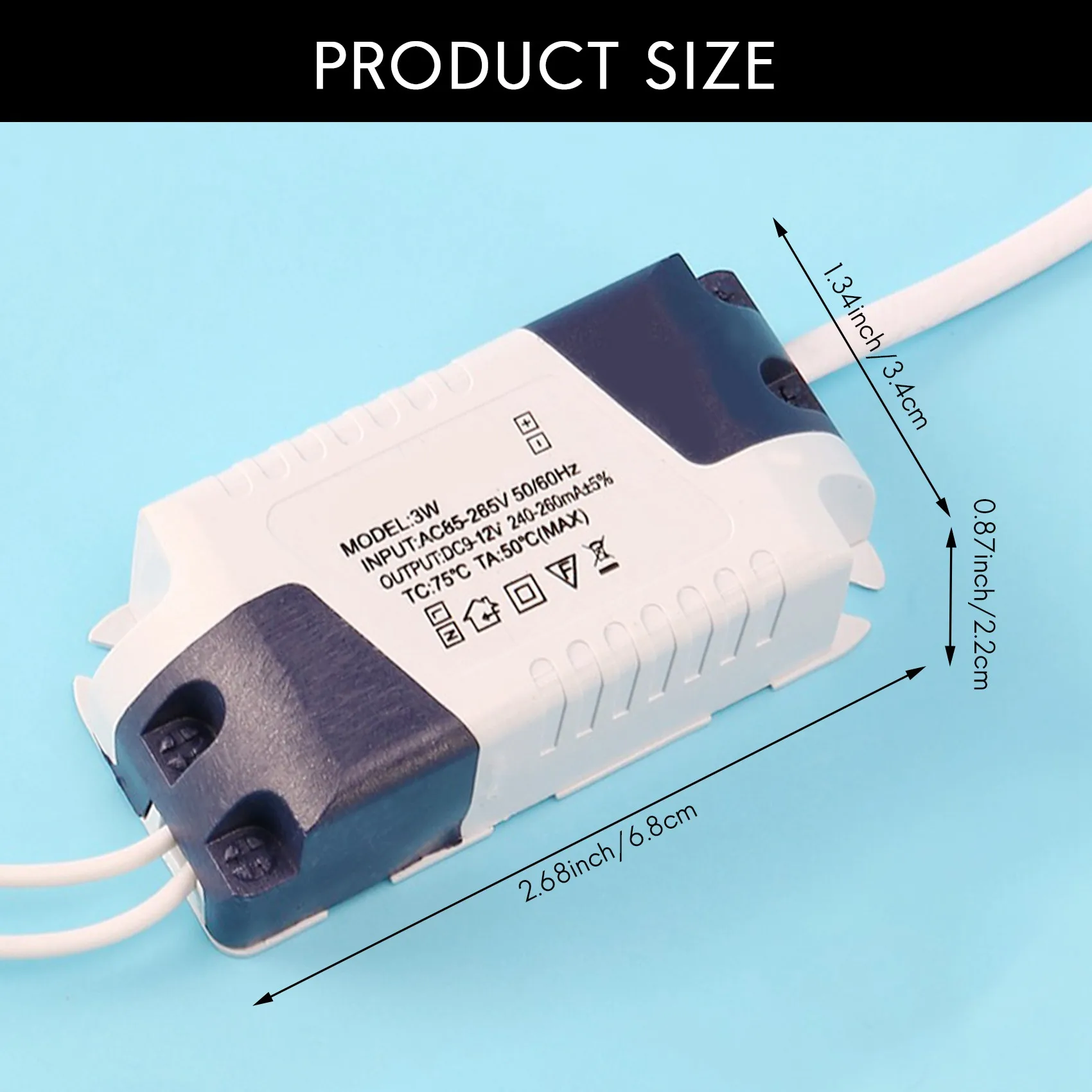 ABZV-AC 90-240V to DC 9-12V 3W Constant Current LED Strip Power Driver Transformer
