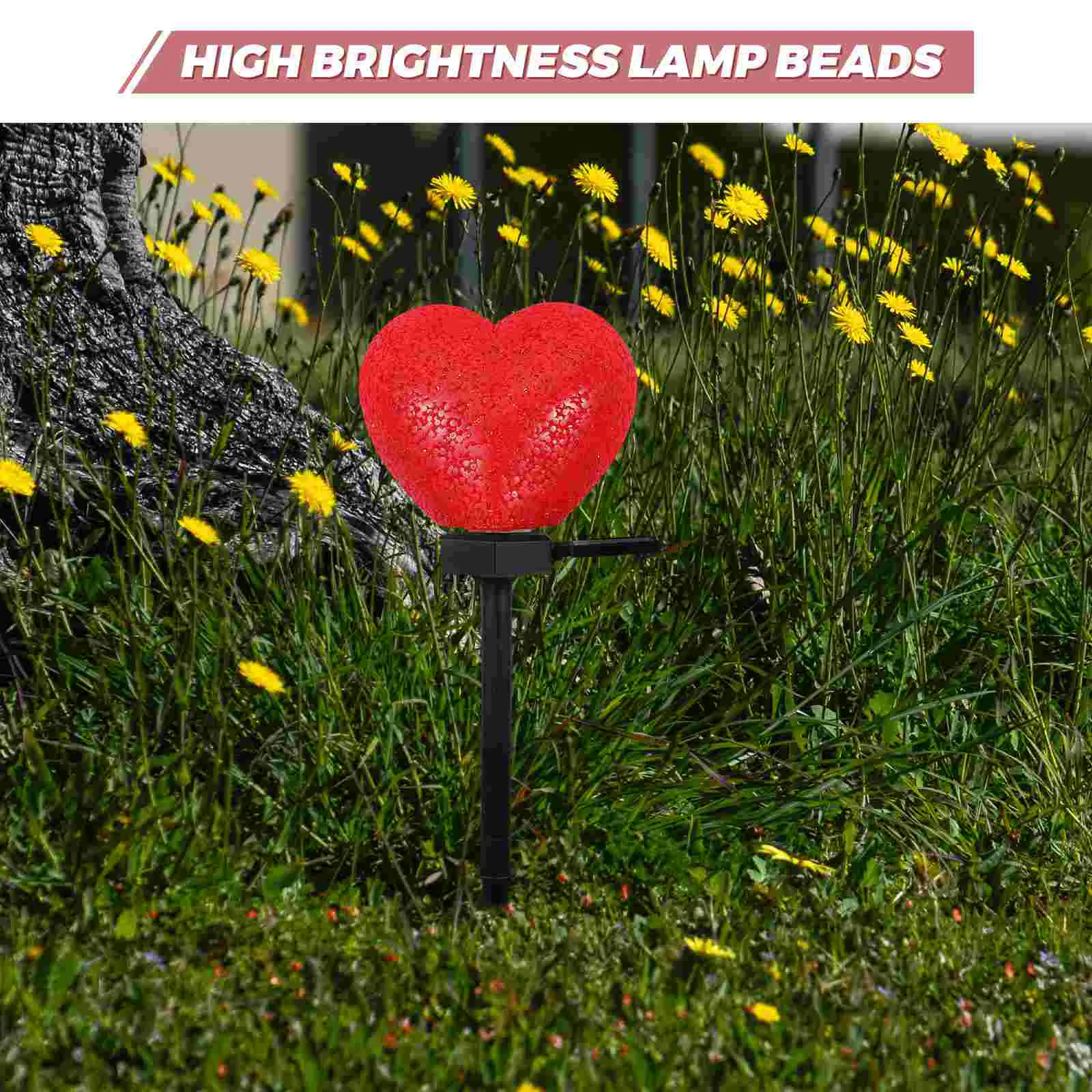 Solar Heart Light Valentines Day Outdoor Decoration Red Heart Shaped Stake Light Landscape Garden Heart Light Solar Garden Light