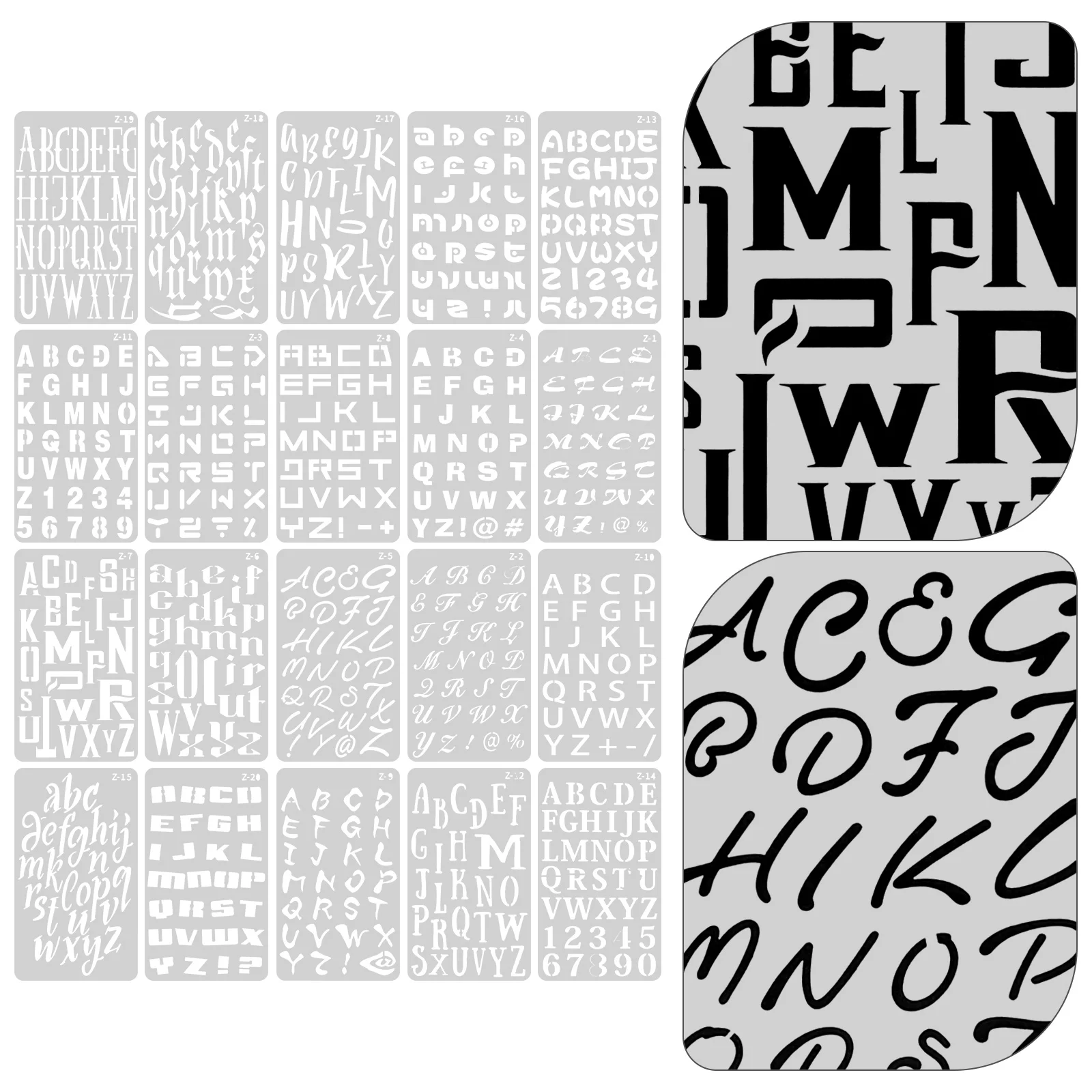 

20 Sheets Letter Template Household Spray Stencils Combination Alphabet Mold for Airbrush White Craft Plastic Painting Molds