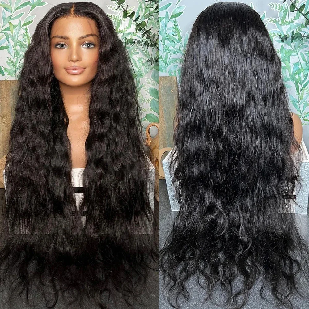 Sem cola 26 ''180 densidade onda natural preto 5x5 base de seda pré-selecionado cabelo humano judeu hd peruca de renda cabelo europeu