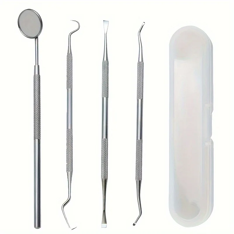 Stainless Steel Oral Cleaning Tool Set, Home Teeth Cleaning Kit With Storage Box, No Odor